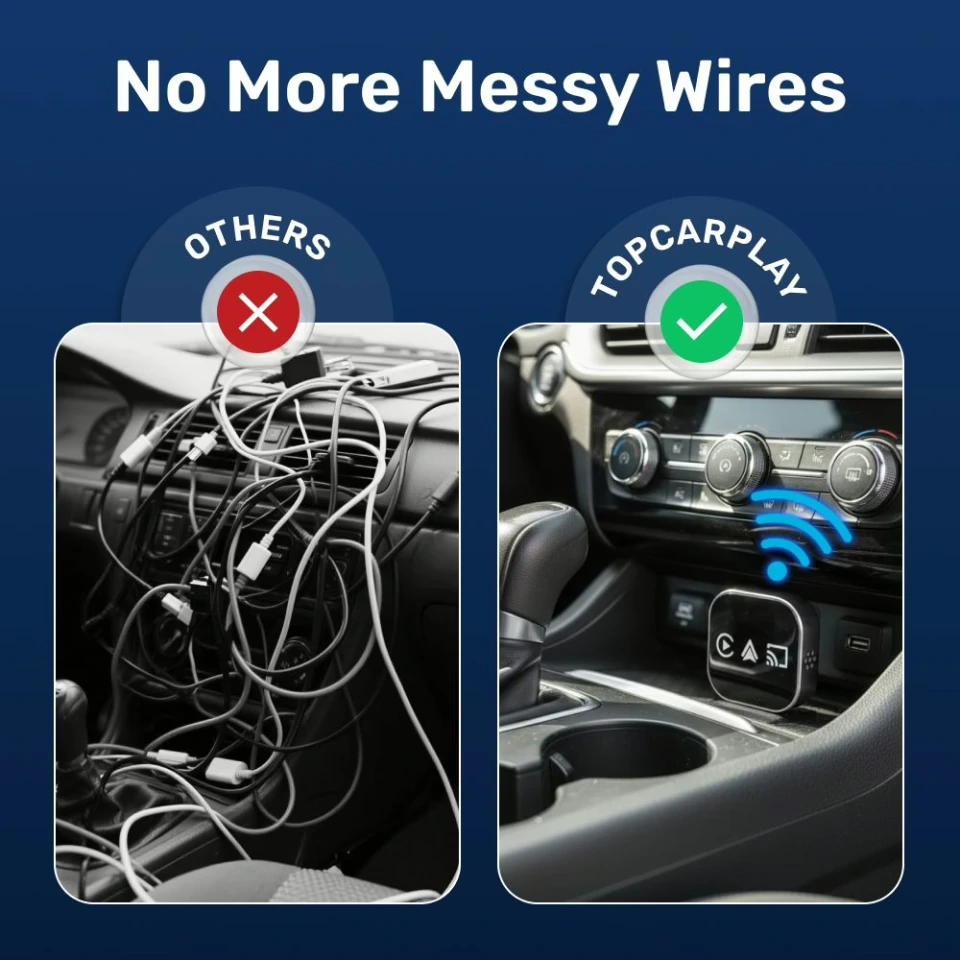 TopCarPlay wireless CarPlay and Android Auto adapter in use